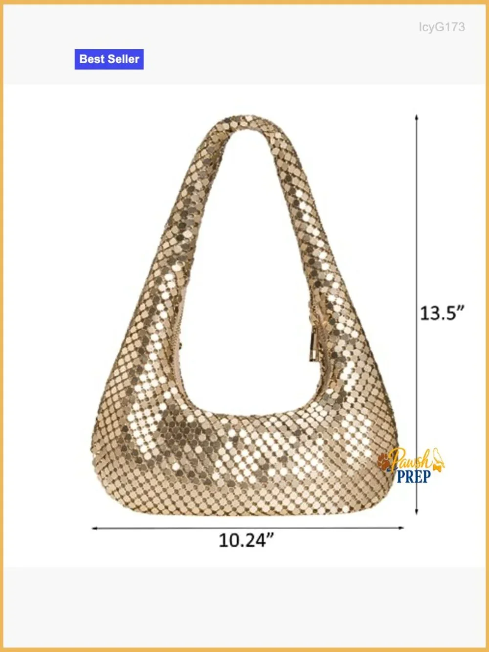 Metallic Moon-Shaped Hobo Bag for Evening Events